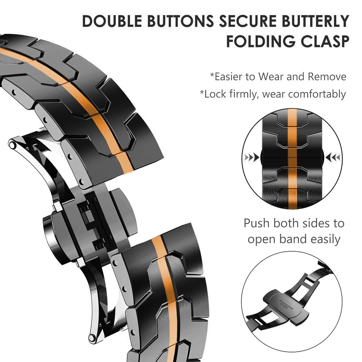 DEALELE Bracelet compatible avec Samsung Gear S3 / Galaxy Watch 46 mm / Galaxy 3 45 mm, 22 mm, 15 rangées en acier inoxydable pour Huawei Watch 3/3 Pro/GT3 46 mm/GT2 46 mm