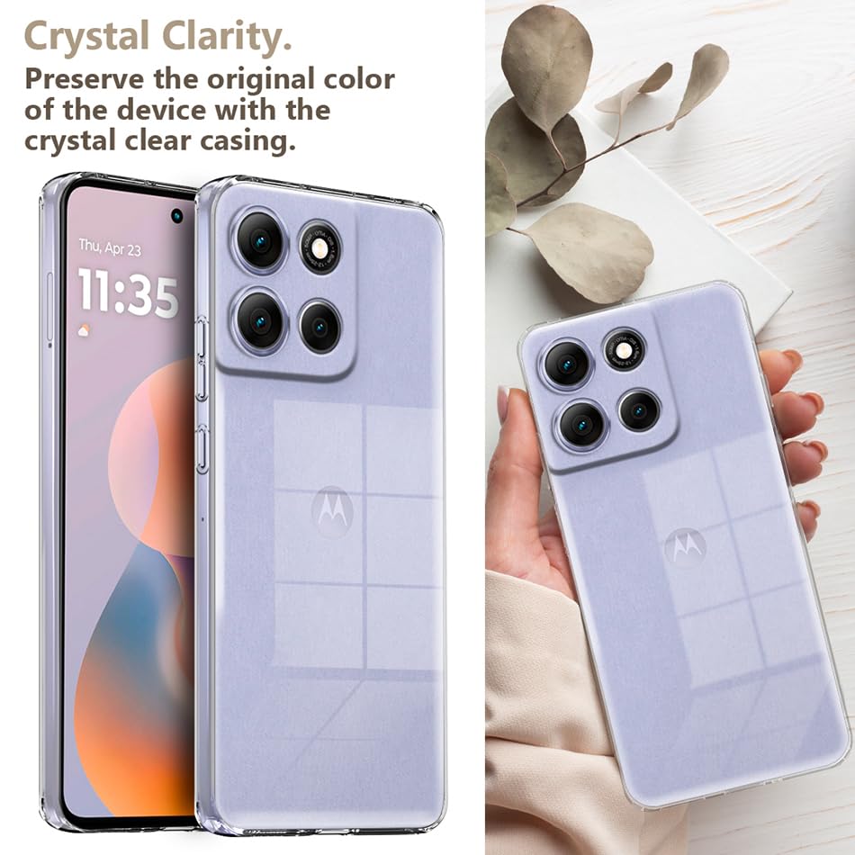 Image of Fashionury Crystal Clear Case for Motorola G86 Power 5G | Yellowing Resistance | Transparent TPU Silicone | Raised Camera Lips | Slim Transparent Cover