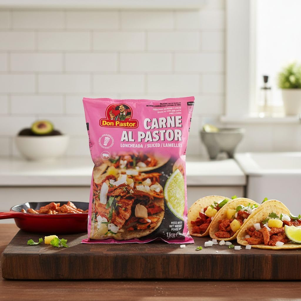 Carne al Pastor Loncheada 1kg - Carne de Cerdo para Tacos y Burritos - Preparación Rápida Sin Asador - Don Pastor - Formato Ahorro Frío con Sabor Tradicional Mexicano - NEXU