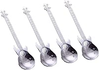 Vista 1 de COMIART - Cucharas de guitarra, 4 cucharaditas de café de acero inoxidable 18/10, cucharas para remover diseño musical lindo para expreso, postre