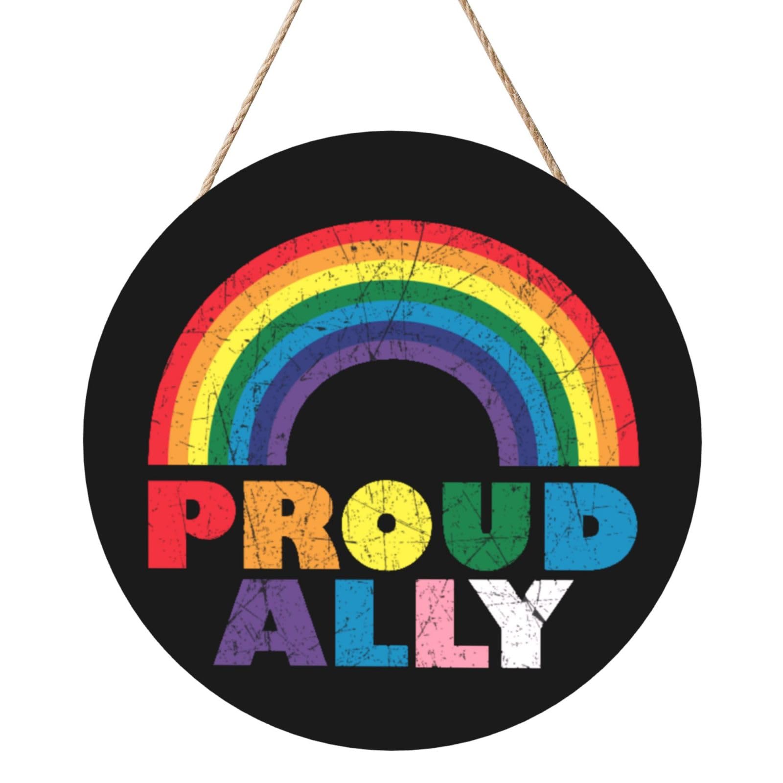 Pride Month Lgbtq Gay Pride Ally Door Signs Plaques Wood Welcome Sign For Front Door Wall Hanging For Home Farmhouse Office Classroom Party Decoration