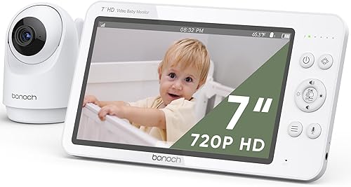 bonoch Monitor de bebé MegaView con cámara y audio, 7 pulgadas 720P HD Video Baby Monitor sin WiFi, batería de 6000 mAh, modo VOX, visión nocturna