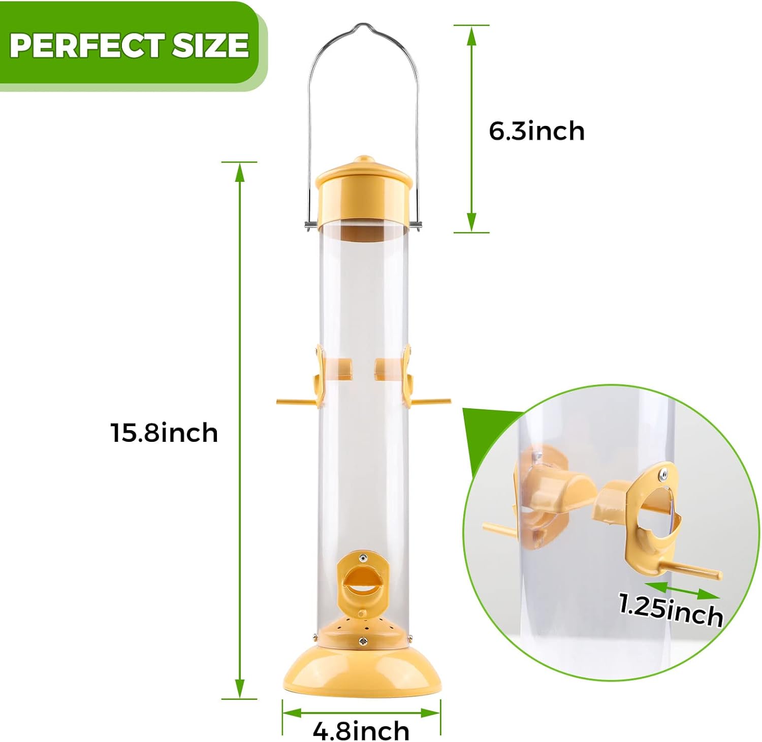 BOLITE Bird Feeder, Classic Tube Bird Feeders for Outdoors Hanging, 18021Y Wild Bird Feeders, Yellow, 1.5lb : Patio, Lawn & Garden