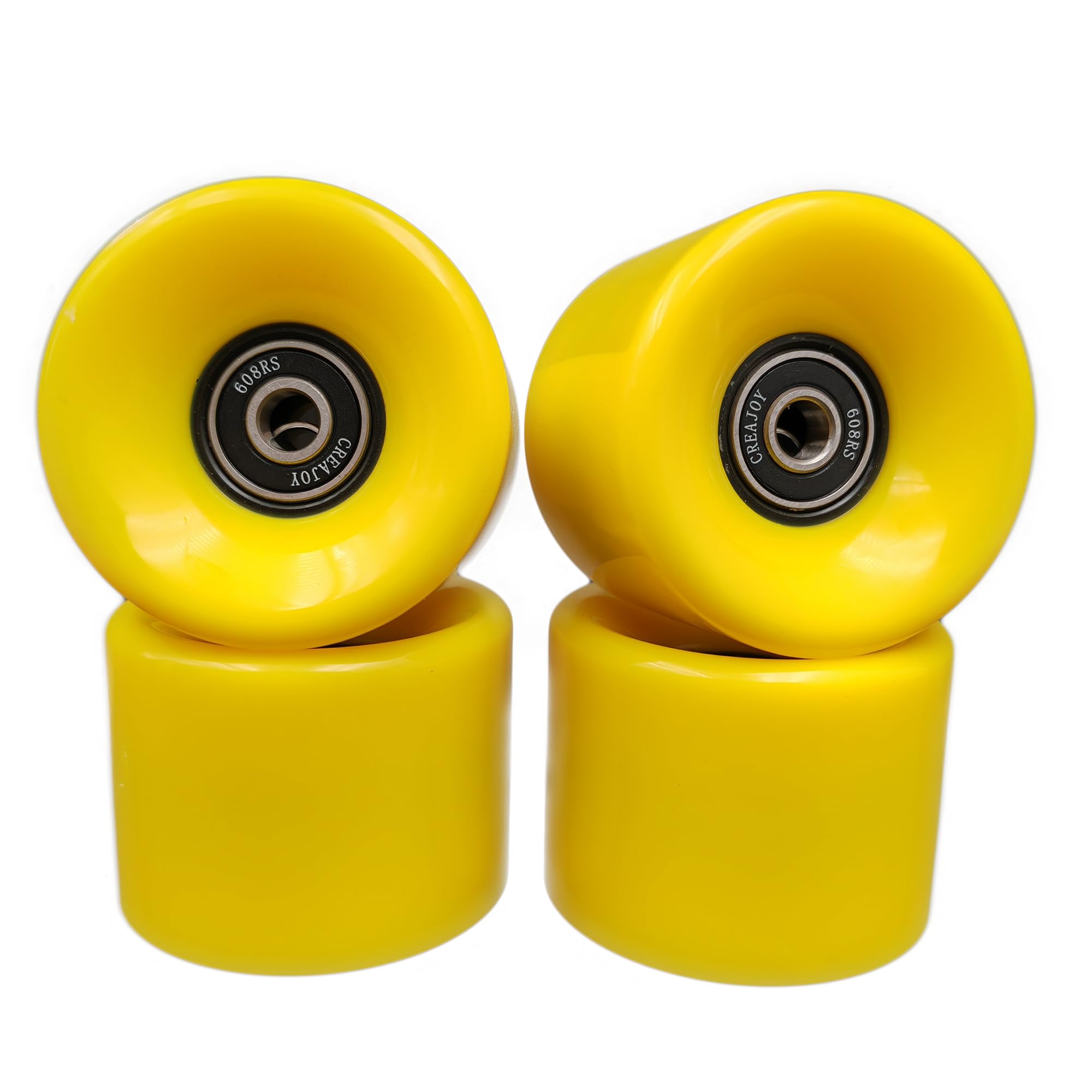 Skateboard Wheels with Bearings, 60mm 92a Hardness, Set of 4 (Yellow)