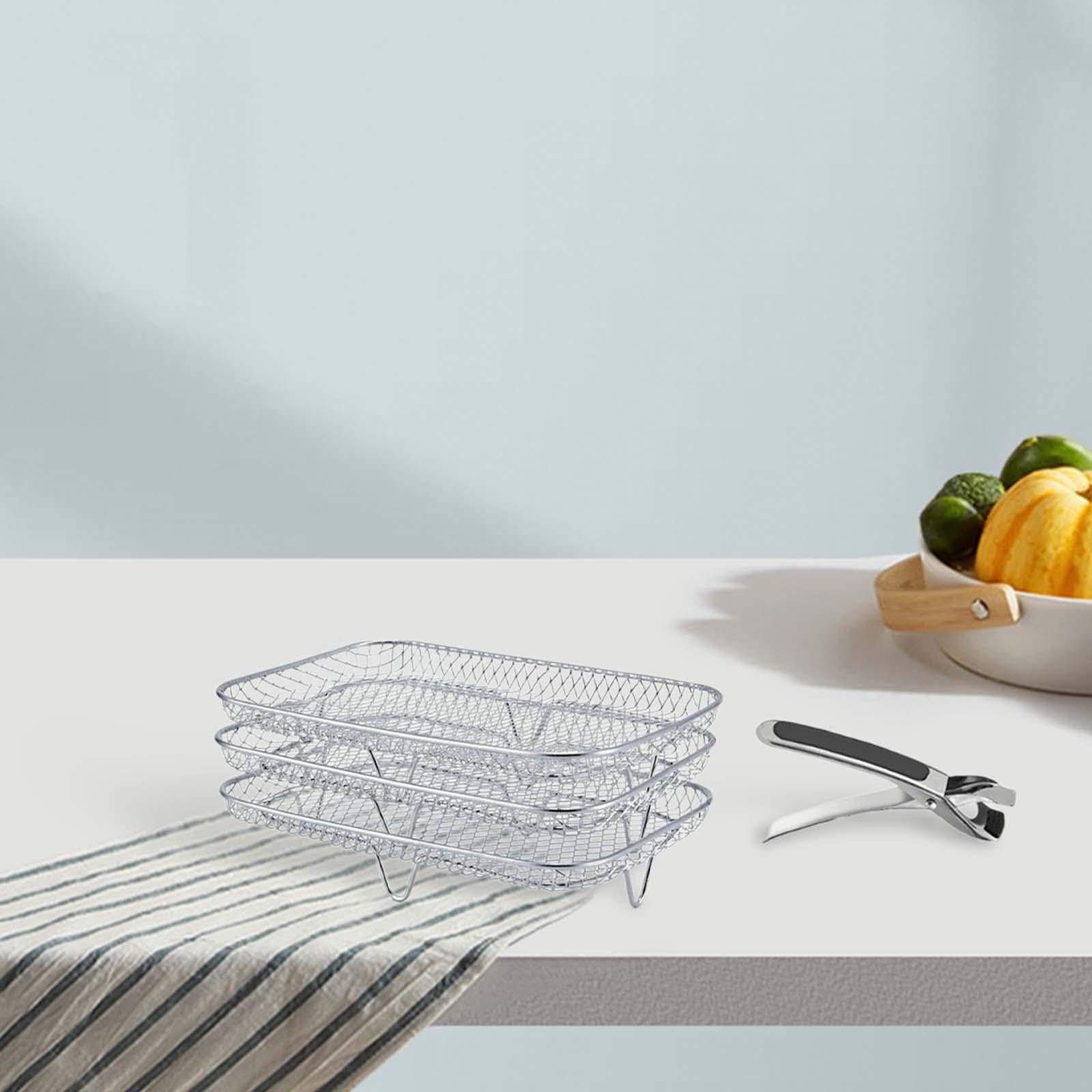 Rejilla para Freidora de Aire Accesorios para Freidora de Aire Cesta para Hornear Bandeja Multiusos para Horno Parrilla Repuesto para Freidora, rectángulo