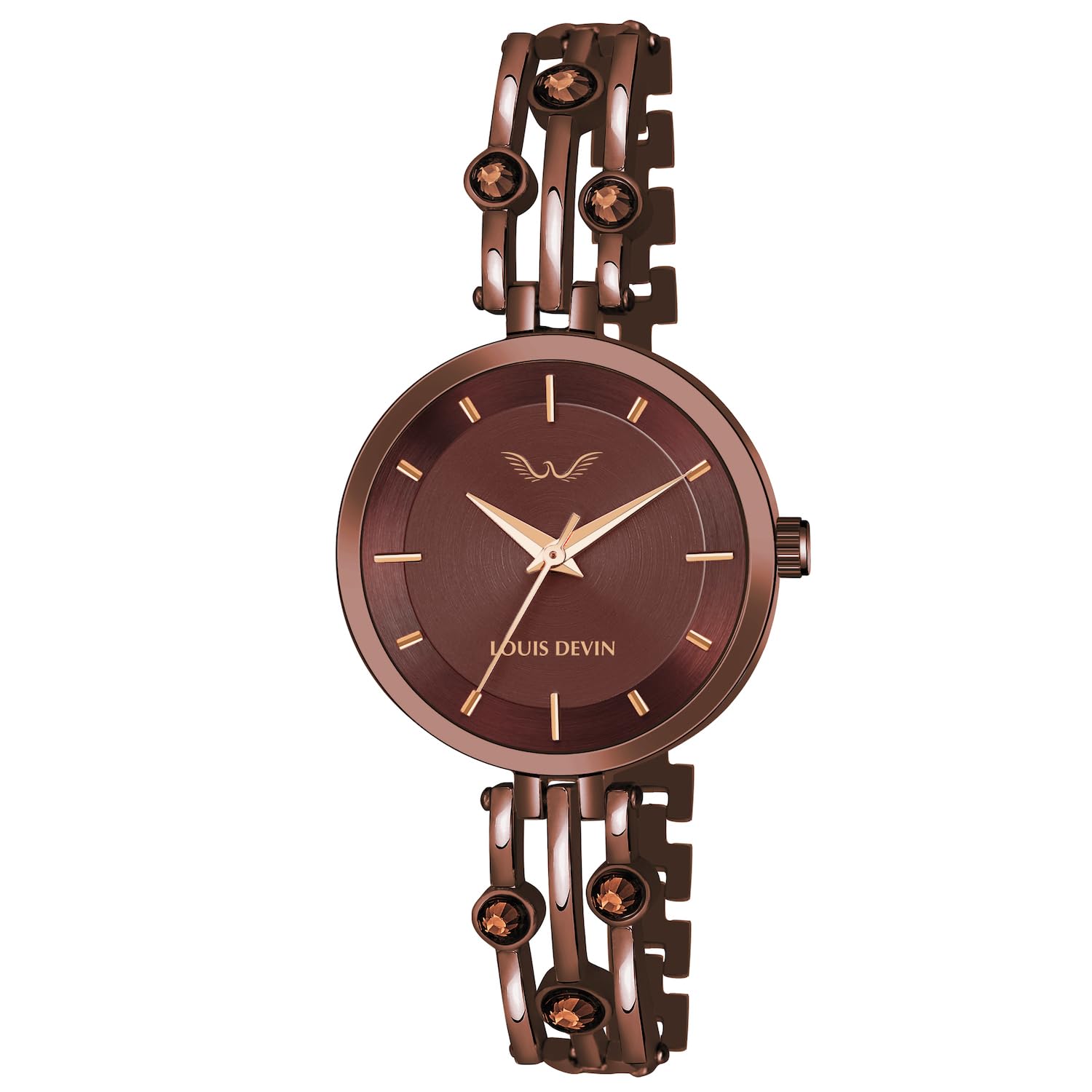 LOUIS DEVIN Brass Brown Plated Bracelet Analog Wrist Watch For Women (Brown Dial) | Ld-Bw179-Brwn (B0D7QDH7F2) Amazon Price History, Amazon Price Tracker