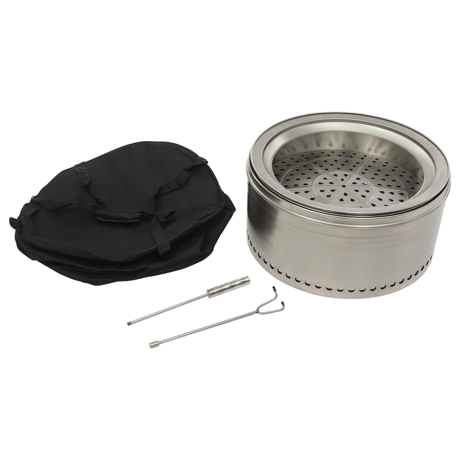 Feuerstellen - Braciere pieghevole in acciaio inox, con custodia, senza fumo, per campeggio, feste, 50 x 40 cm