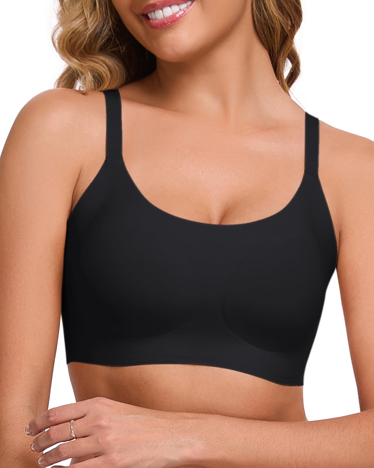 Seamless Bras Spaghetti Strap Pull On Bralette for Women Wireless Comfortable Breathable Smooth Everyday Sleep Bras