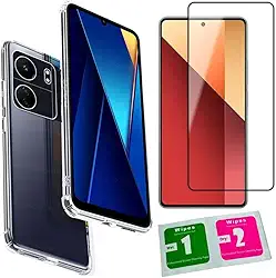 [GL CASES] KIT Capa Capinha Case Xiaomi Redmi 13C | Xiaomi Poco C65 Slim Clear Anti Impacto Silicone Transparente Flexível Anti Choque + Pelicula Redmi 13C | Poco C65 De Vidro 3D Cobertura Total