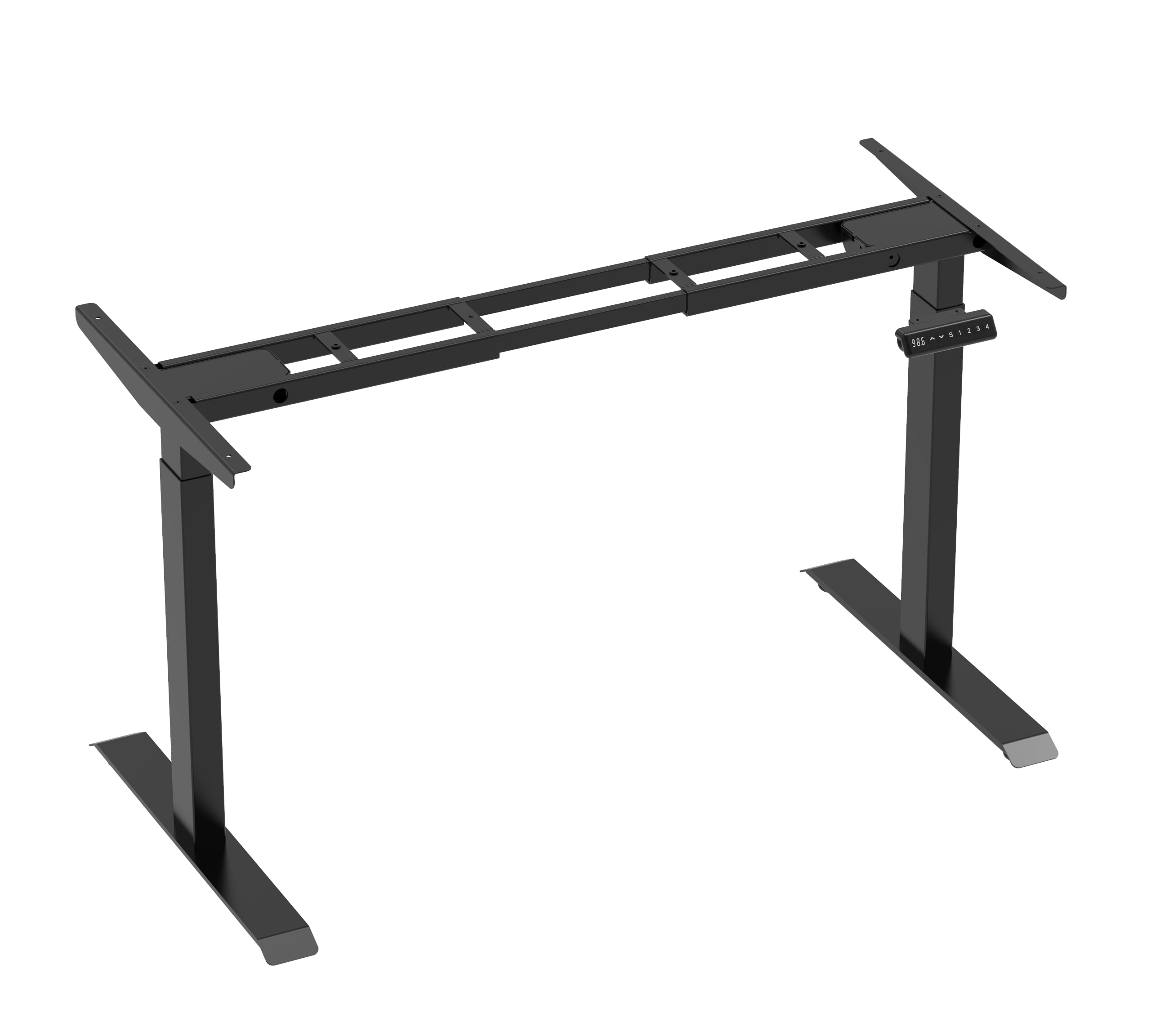 Ergologic Height Adjustable Table - Electric Dual Motor 2 Stage - Ergonomic Sit to Standing Computer Desk for Home Office Work, 100 KG Capacity, Black Color Frame - Only Base, No Top