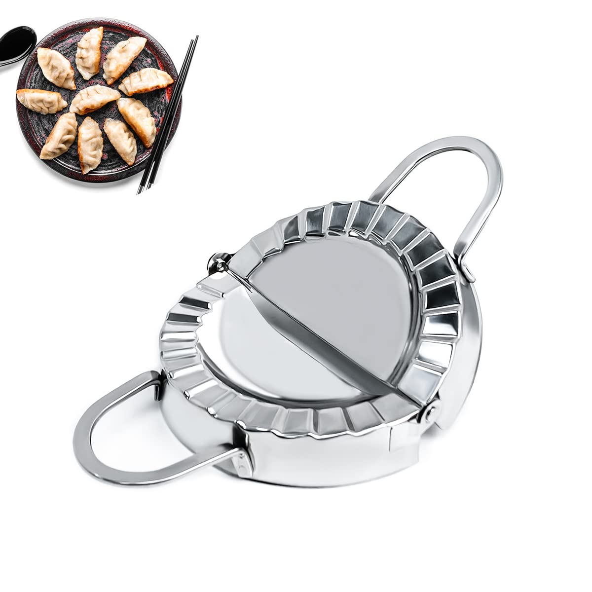 1 Pack Dumpling Maker Machine - DOXILA Pie Maker Stainless Steel Pastry Dough Ravioli Wrapper Empanadas Makers, Kitchen Cooking Tools, Ø 3.8 inches