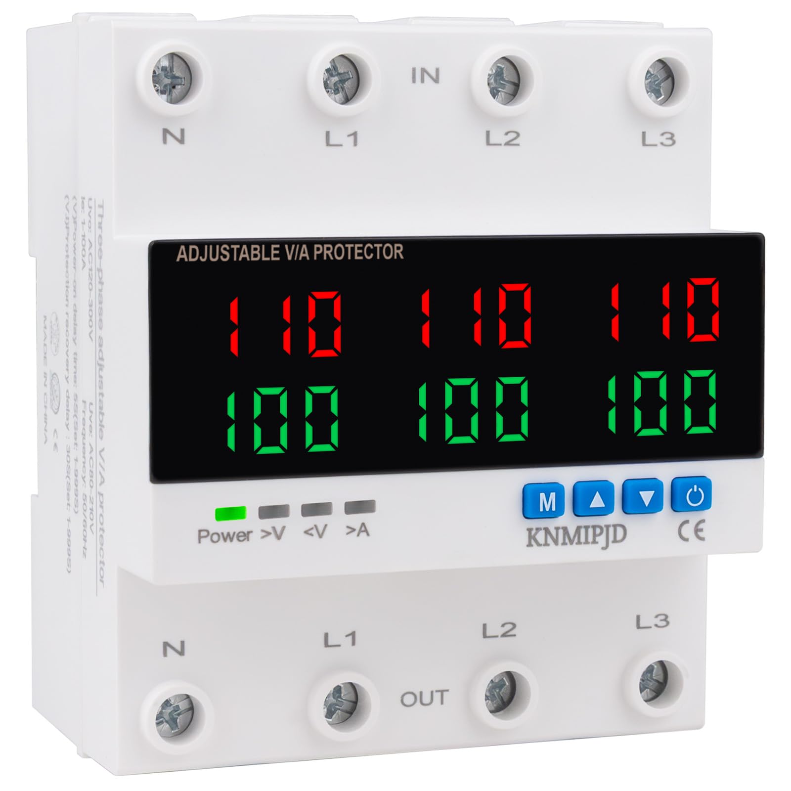 Photo 1 of KNMIPJD Over Under Voltage Protection Device, 110V 100A Adjustable Circuit Breaker with LED Display for Real-Time Monitoring of Voltage, Current, Power, Home Commercial Electrical Safety?4P 100A?