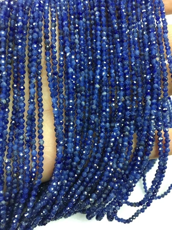 Sodalite facettée ronde 2mm régulière pour éviter les perles bloquées