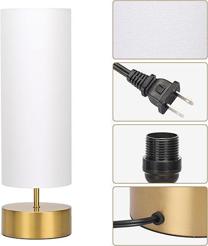 Miniatura 6 de Lámpara de mesa regulable de 3 vías, lámpara de mesa de noche con control táctil con pantalla blanca, lámpara táctil moderna dorada, lámpara de mesa