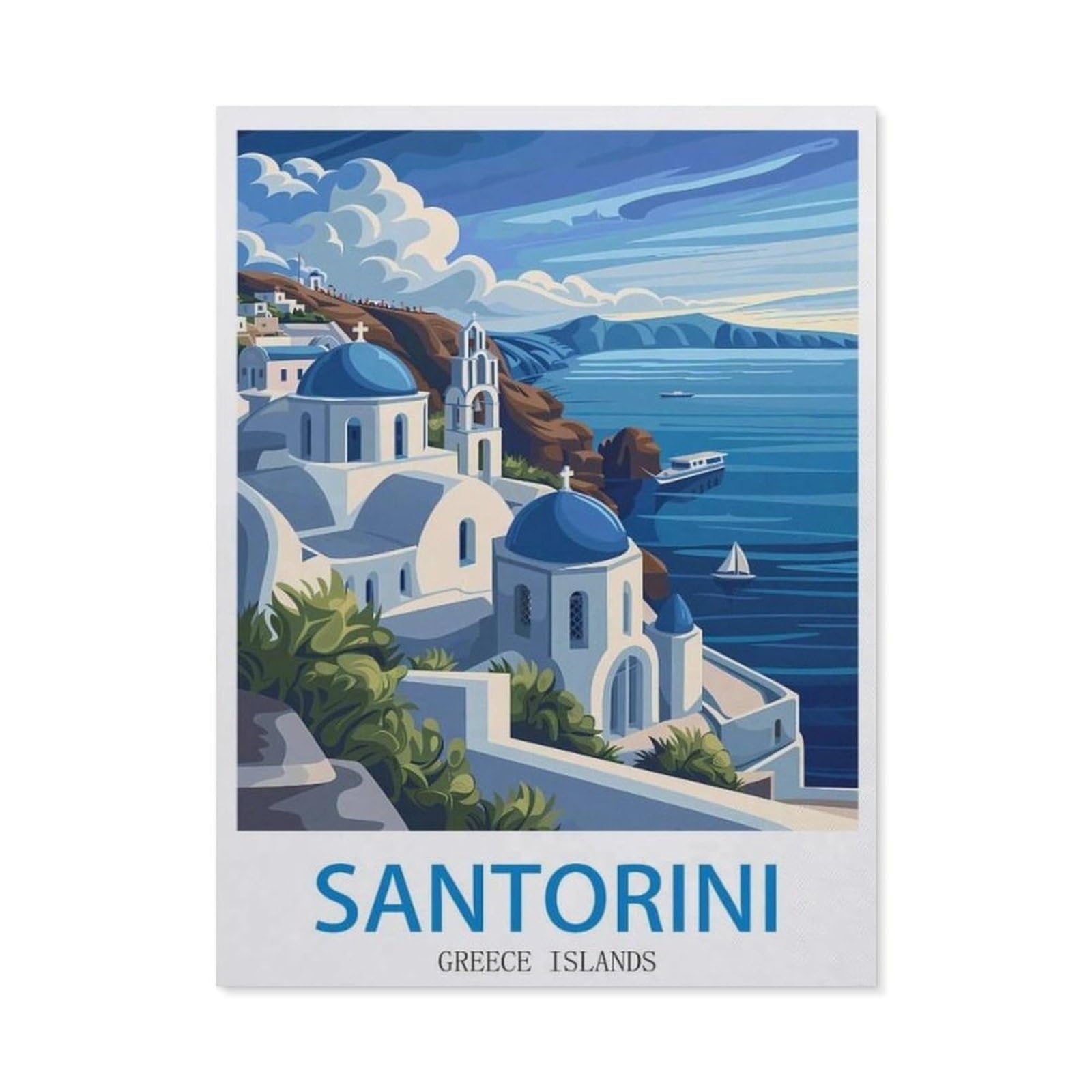 BEAYODKP 5D Diamond Painting Set for Adults and Children，Santorini Greece Islands，DIY Diamond Crystal Rhinestone Embroidery Painting（50 x 60 cm/19.68 x 23.62 inches）-CO98
