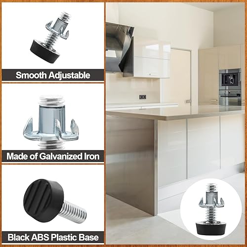 Miniatura 9 de Jamiikury 14 pulgadas - 20 pies niveladores UNC, 20 niveladores de patas ajustables, niveladores de muebles con tuercas en T para armario, sofá,