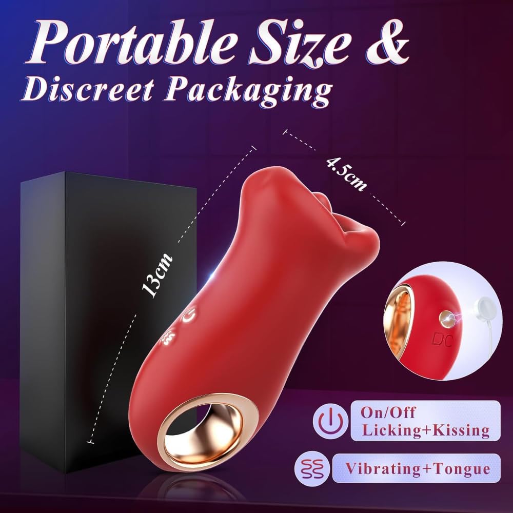 Stimolatore con Lingua in Silicone - Stimolazione Doppia - Movimento Realistico - 10 modalità - Impermeabile