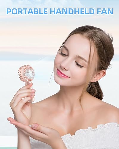 Miniatura 2 de Ventilador de mano, mini ventilador portátil de 3 velocidades, 1800 mAh, ventiladores de mano pequeños personales que funcionan con pilas para