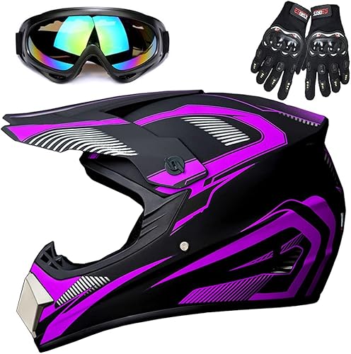 Miniatura 10 de Casco de motocicleta, casco de motocross ATV con guantes, gafas, para el mejor regalo