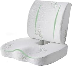 Almofada assento e almofada suporte lombar para cadeira escritório, almofada ergonômica espuma viscoelástica para assento carro com capa lavável para cóccix, dor na parte inferior das costas, alívio ciático