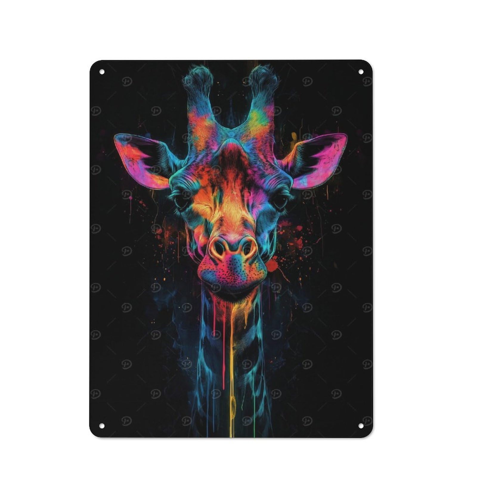 Junmoney Rainbow Giraffe Metal Sign 40X30cm With For Hallway Wall, Retro Decor, Autumn Home Decor For Collectors Of Metal Signs