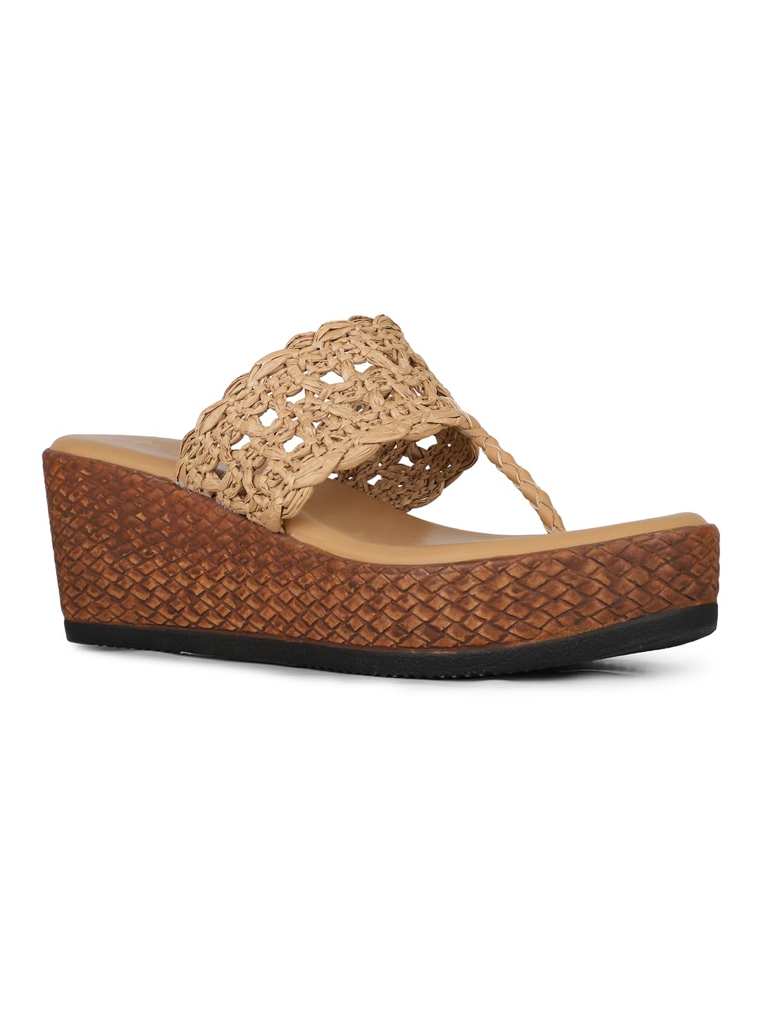 inc.5 Womens Beige Ethnic Embellished Round Toe Wedge Heel Sandals Slide-picture-22