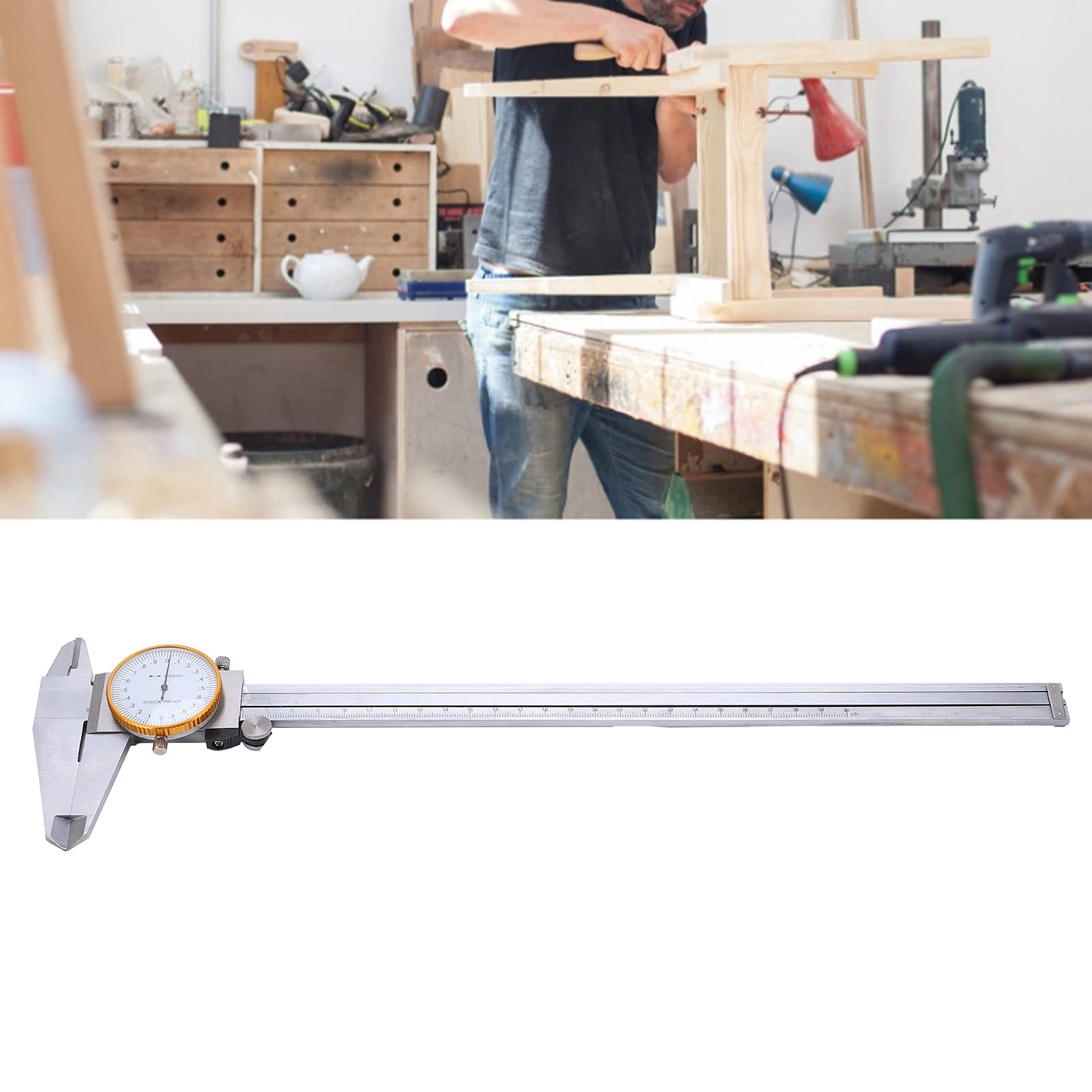 Calibro a corsoio da 0 a 300 mm Quadrante trasparente Righello di misurazione portatile in acciaio 002 mm Per la lavorazione dei metalli Lavorazione del legno Misurazione
