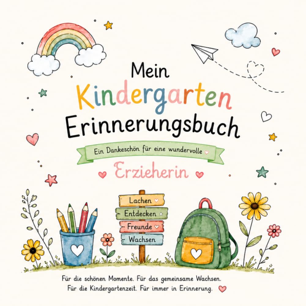 Mein Kindergarten Erinnerungsbuch - Ein Dankeschön für eine wundervolle Erzieherin: Erinnerungsbuch für Erzieherinnen – Ein persönliches ... und Erinnerungen unserer Kindergartenkinder