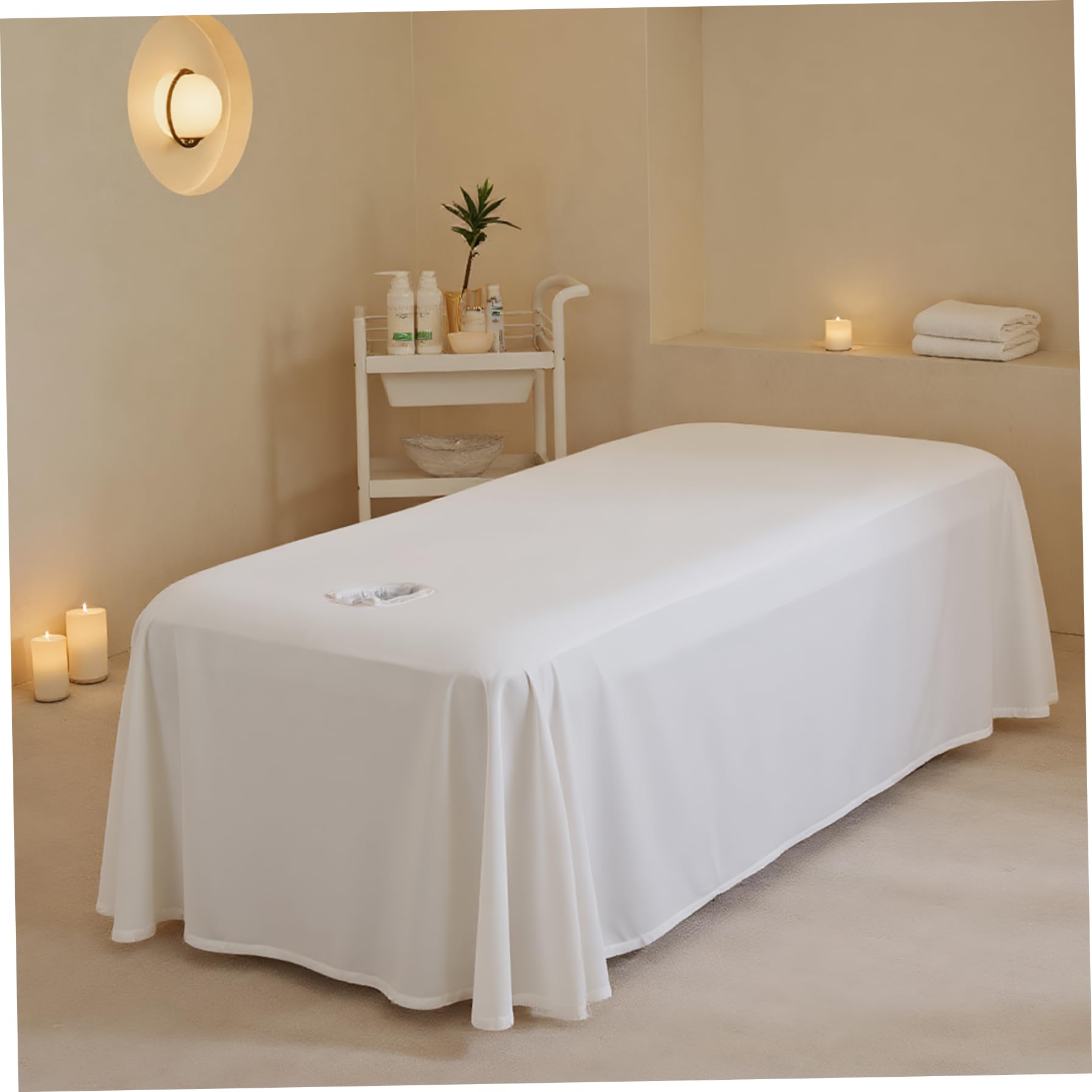 Sábanas para camilla de masaje, Sábana de masaje gruesa tipo gofre con orificio para la cara, funda de cama de belleza lavable y transpirable para camas de 190x80 cm (blanco)