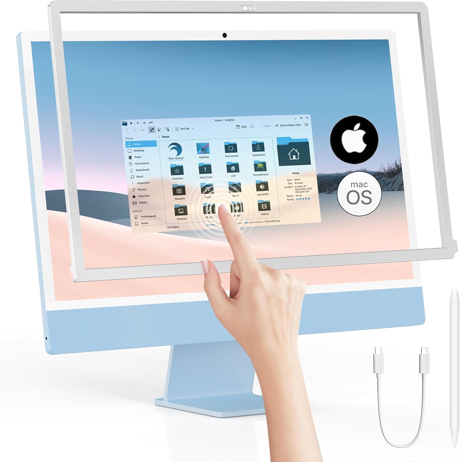 Keenhot Trackpad Touchscreen Frame for iMac, High-Precision Touchpad Support Multi-Gesture, Ultra Slim Touch Screen Activator for iMac M1, M3, M4 (Stylus Pen incluido)
