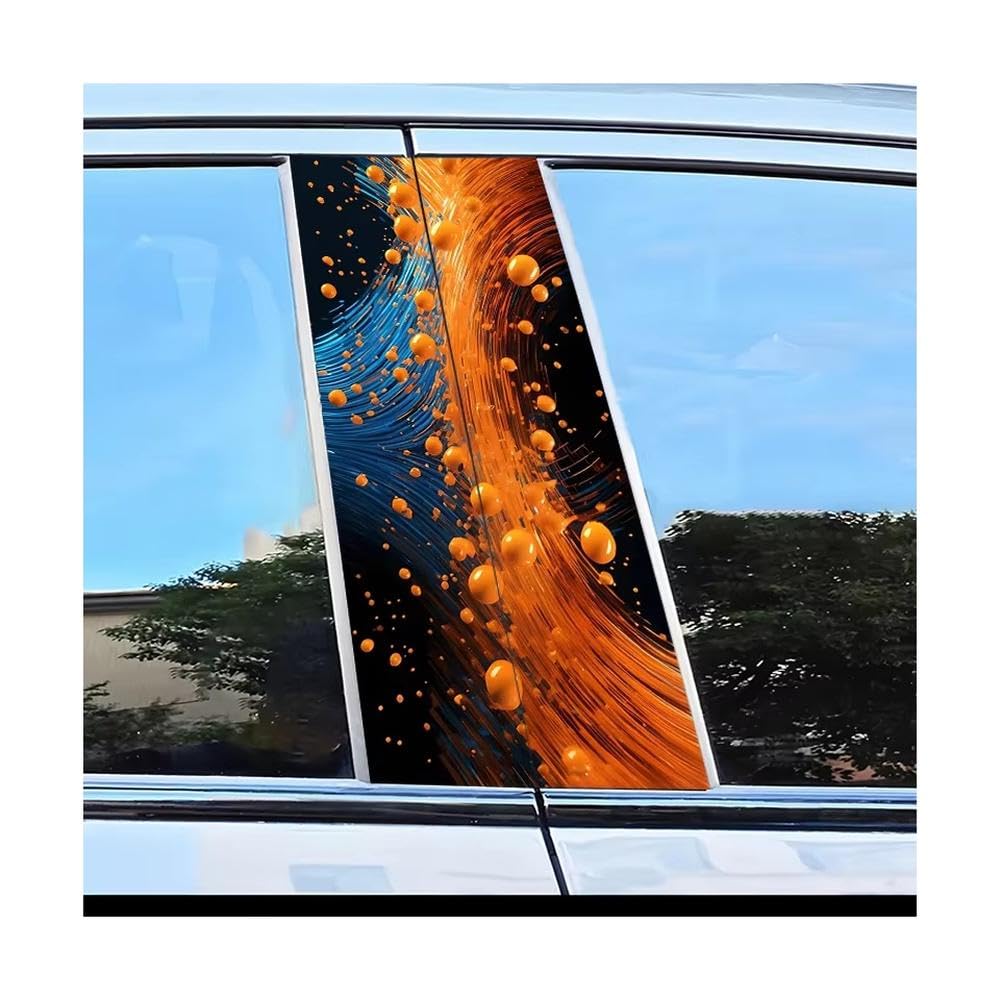Bertdcx One Color 2Pcs Car Center Pillar Protection Stickers Vortex Pattern Scratch Resistant Film Auto Parts