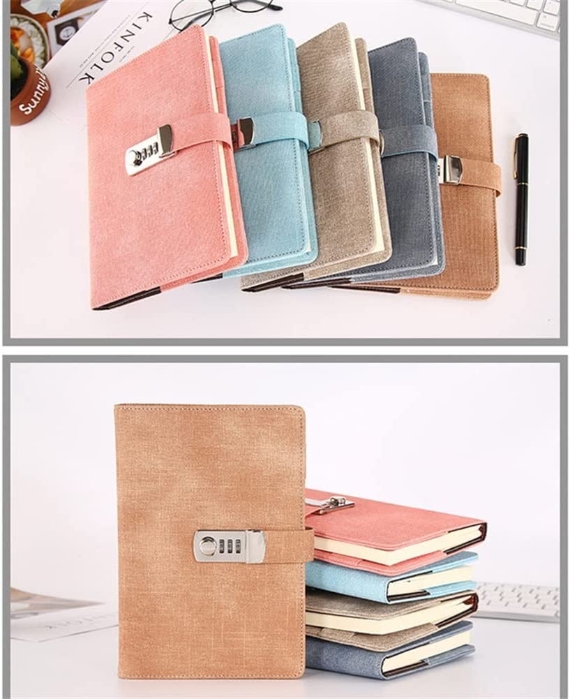 ACiyD Contraseña Cuaderno Papel Bloqueable Libro portátil PU Cuero Diario Cerradura Diario del Viajero Plan semanal Papelería Escolar Regalos (Color : Style B) (Style B)