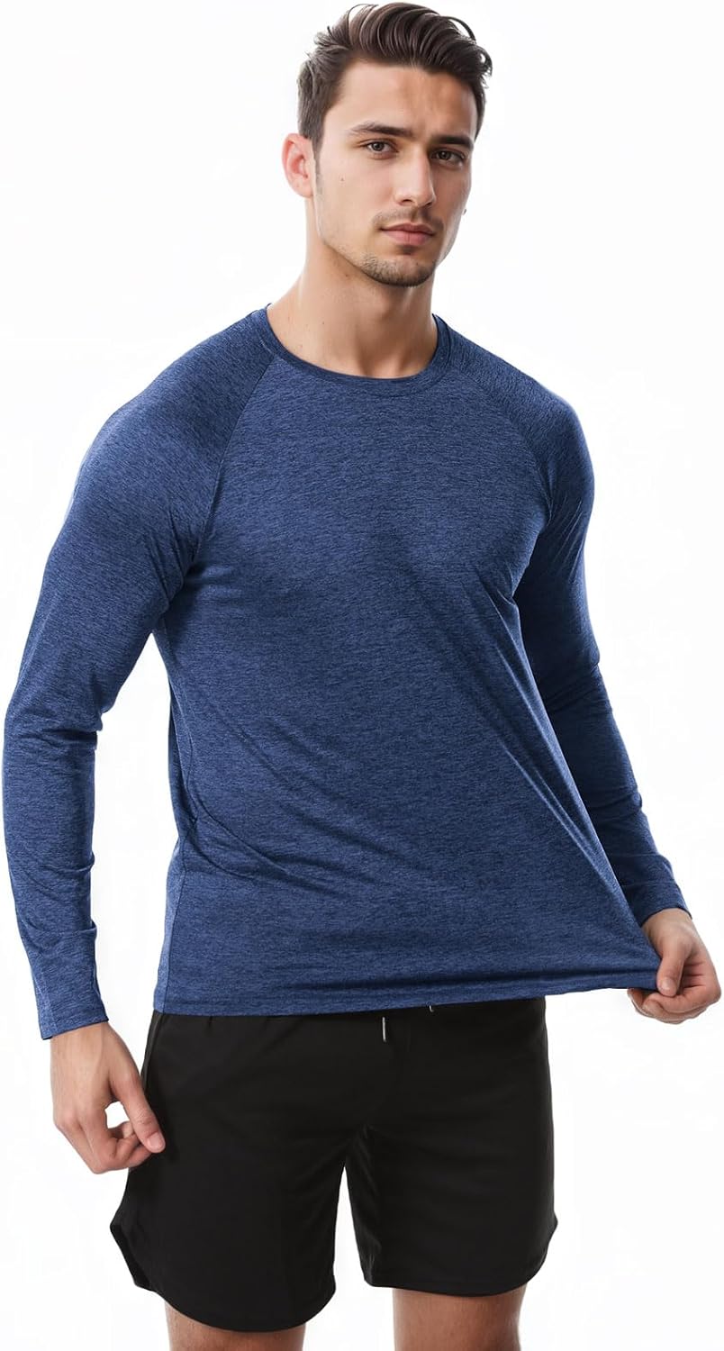 Sumolux 3 Pack Long Sleeve Shirts for Men Moisture Wicking Quick Dry UPF SPF Sun Protection Workout T Shirts