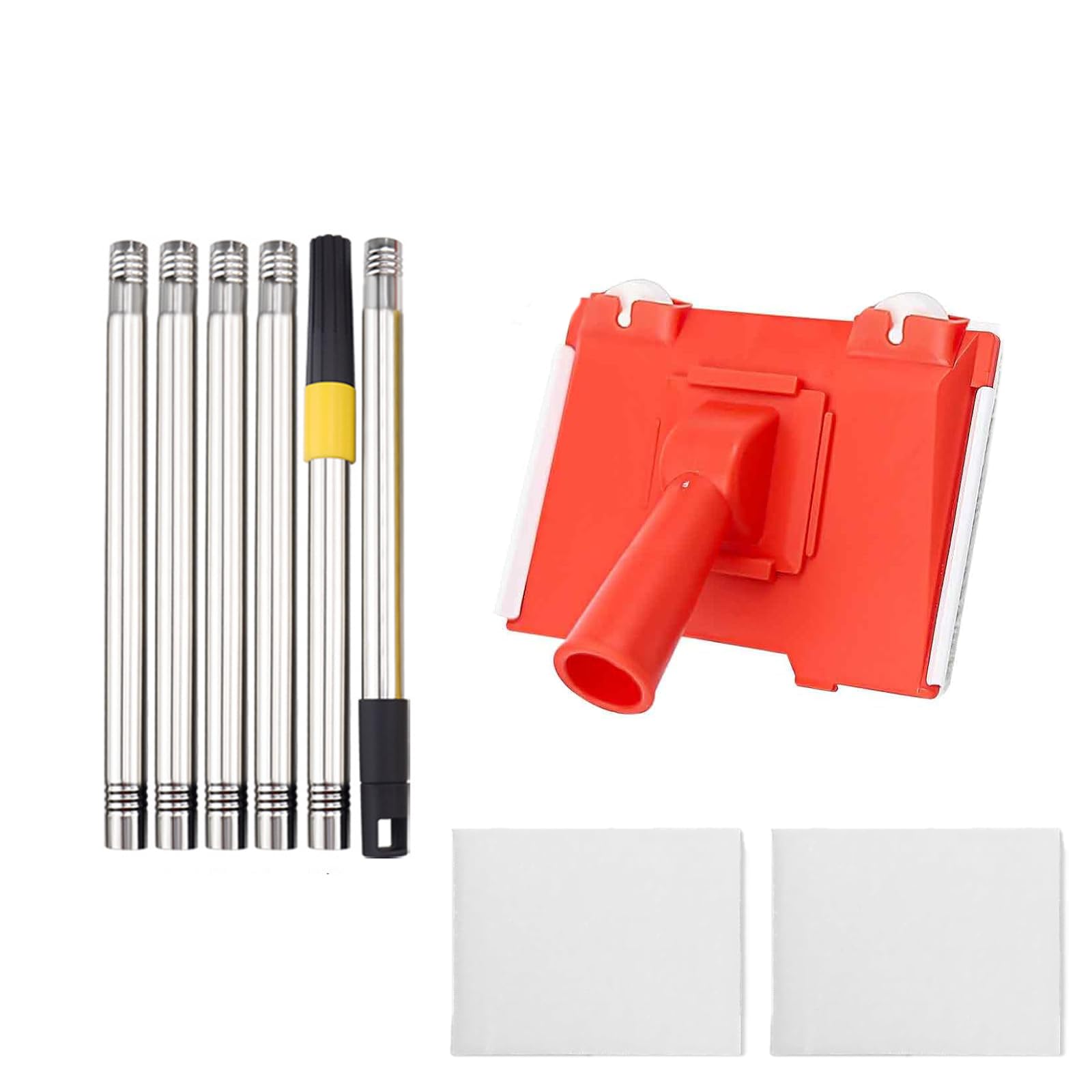 Paint Edger Tool with Extension Pole, Cutting in Tools for Painting Set Adjustable Edge Painting Flat Edging Tools Paint Pads for Achieve Flawless Edges Walls, Ceilings, Corners(with 2 Pads)