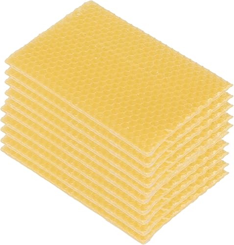 Miniatura 7 de Marco de cera de abejas, 10 piezas de suministros de mantenimiento de abejas, caja nido, hojas de cera de abeja, para manualidades, fabricación de
