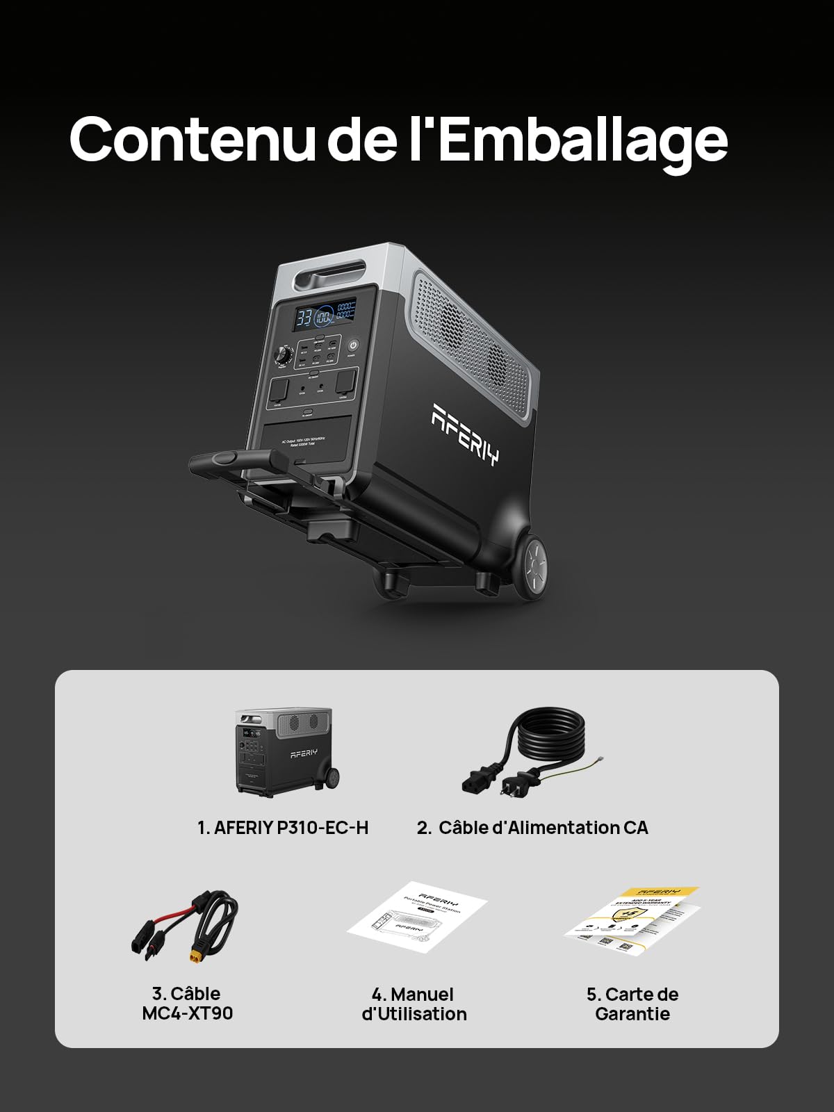 AFERIY Station Electrique Portable 3840Wh, 3x AC 220V 3600W, Extensible Jusqu'à 11520Wh, Generateur Electrique Portable, Générateur Solaire pour Domestique, Camping en plein air, Pannes de courant