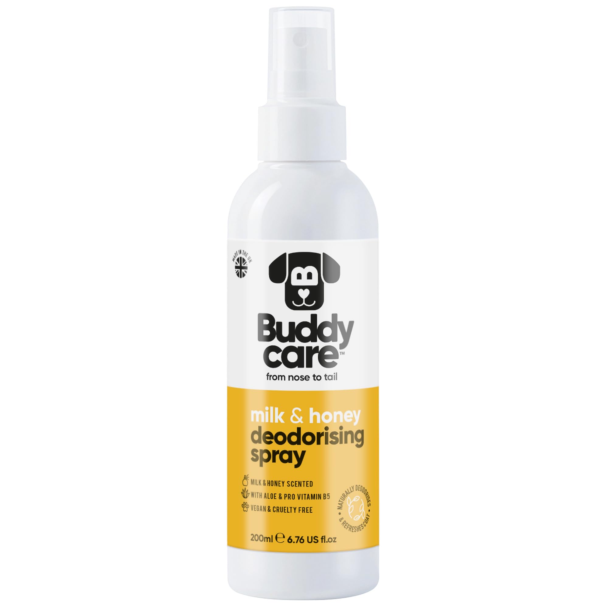 Dog Deodorant Spray - Deodorising Spray for Dogs - With Aloe Vera and Pro-Vitamin B5 (Milk & Honey, 200 ml)