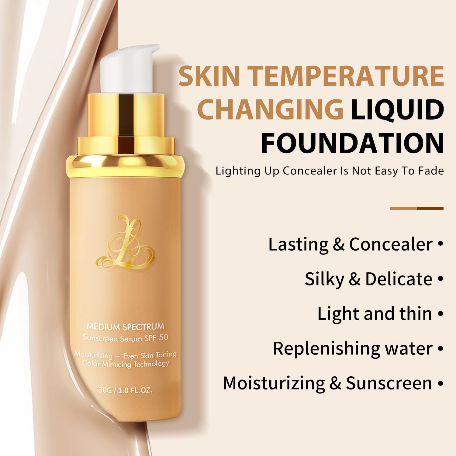 Infinite Love Maquillaje | Base De Maquillaje Antiedad Con SPF 50 – Se Adapta A Tu Tono De Piel(color trigo(1PCS))