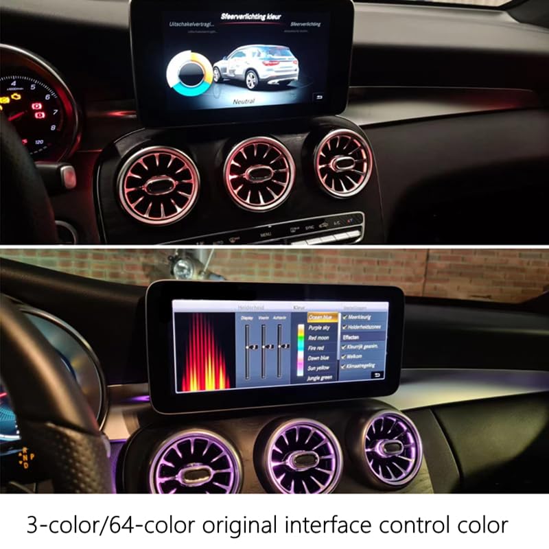 64 Kleuren Sfeerverlichting voorC GLC W205 X253 2019-2021, Upgrade Auto- interieurstijl, Plug-and-play, Duurzaam ABS Pc, Hoge Betrouwbaarheid