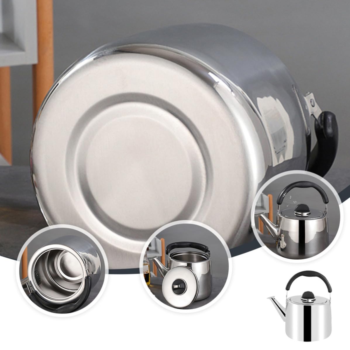 Bollitore Elettrico a Fischio in Acciaio Inox Argento per Tè e Bevande