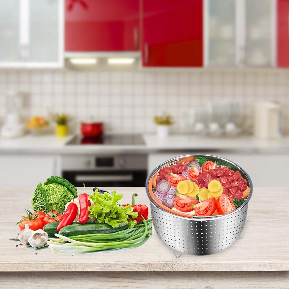 RunkeU Panier De Nettoyage 304 en Acier Inoxydable Cuiseur À Vapeur Steam Basket Autocuiseur Anti-brûlure Steamer Multi-Fonction Panier De Nettoyage De Fruits