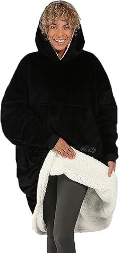 THE COMFY Original Manta de microfibra y sherpa de gran tamaño presentada en Shark Tank talla única para todos color negro