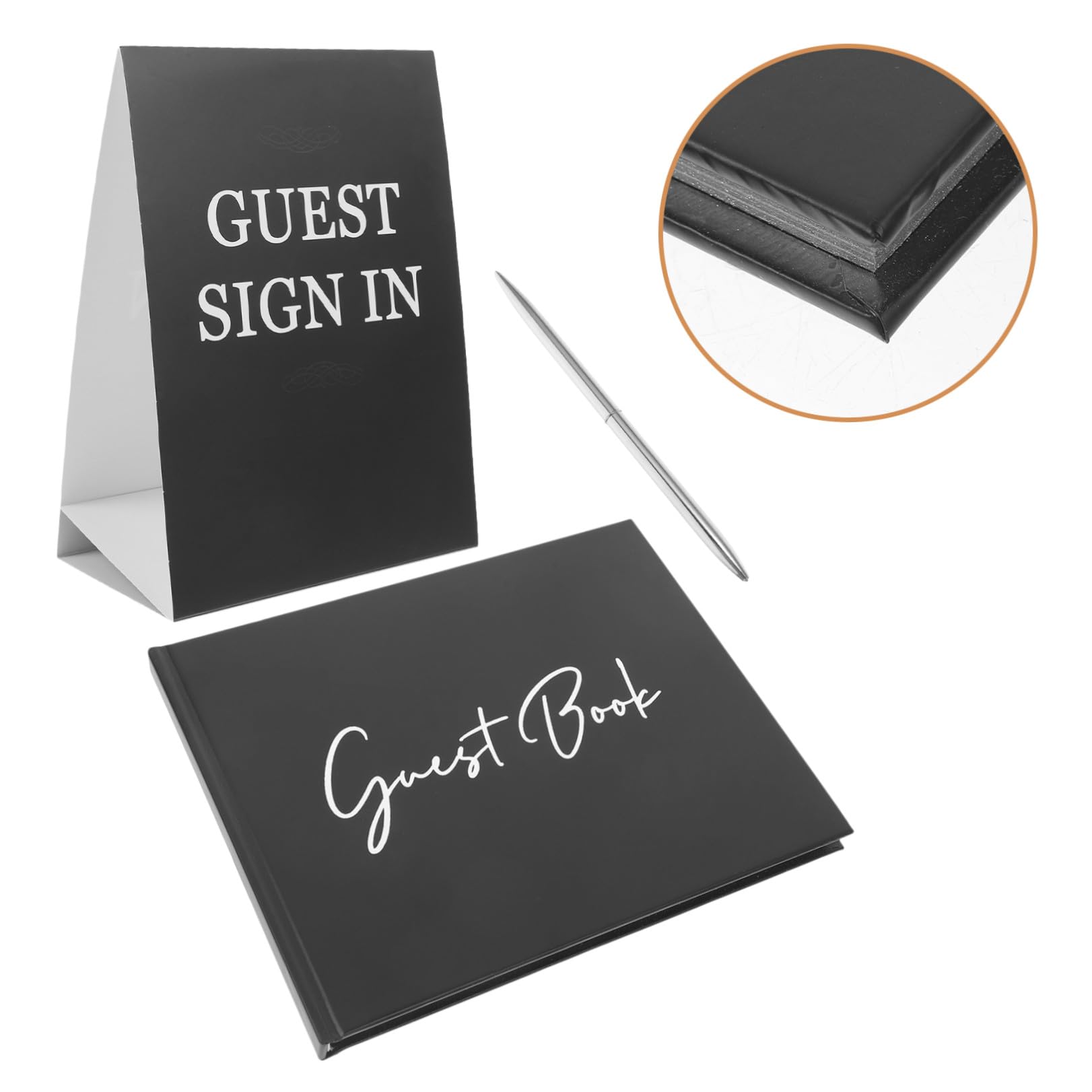 Alasum Libro degli Ospiti Elegante e Pratico Nero Matrimonio in Carta e Plastica Set 1 Pezzo per Decorazioni e Ricevimento