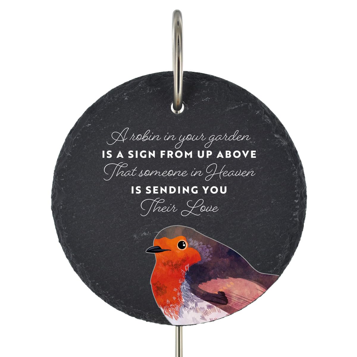 Global Designs Multi Robin Grave Stick Marker Plaque Ornament Memorial Slate Robin Is A Sign Sentimental Tribute Graveside Decor 25X11cm