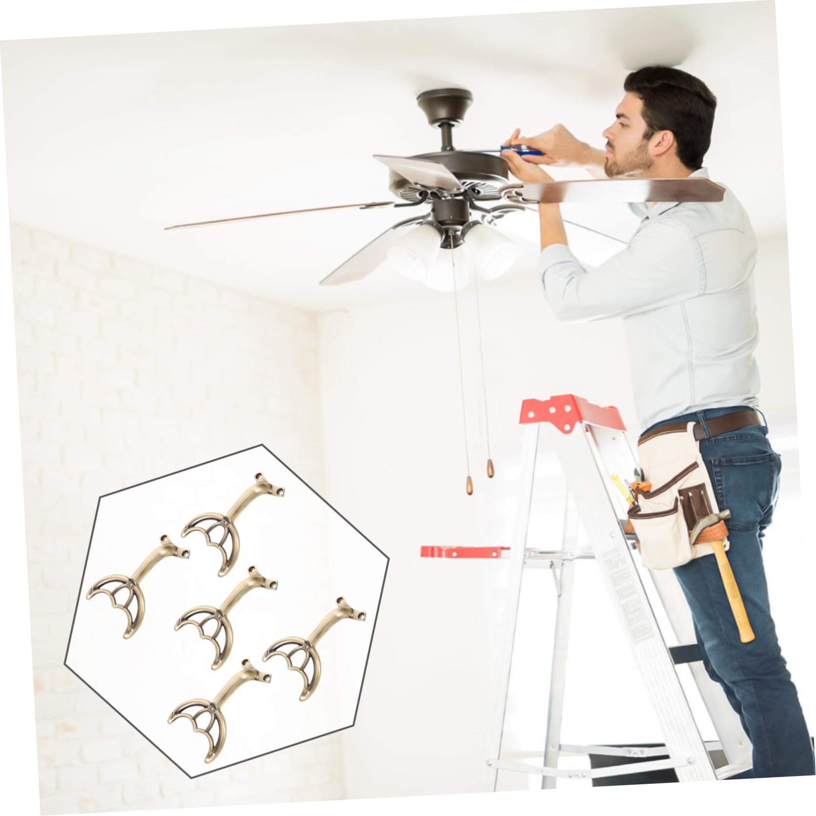 Bracci di Supporto Riparazione e Miglioramento Prestazioni in Lega di Zinco Parti di Ricambio Set 5pezzi per Ventilatore da Soffitto per Festa Estiva