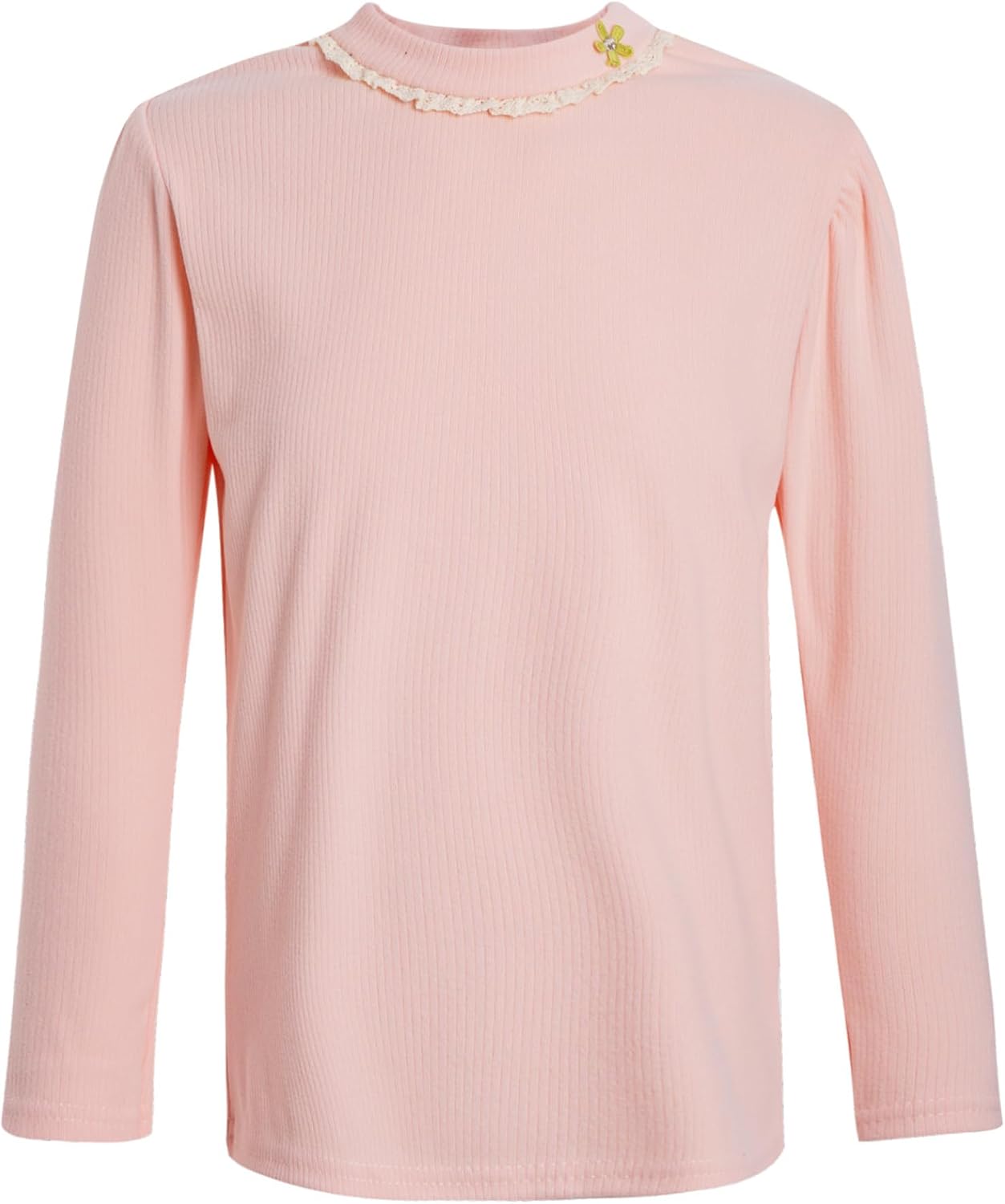 Girls' Basic Long Sleeve Round Neck T-Shirt Pullover Undershirt Ribbed Tops