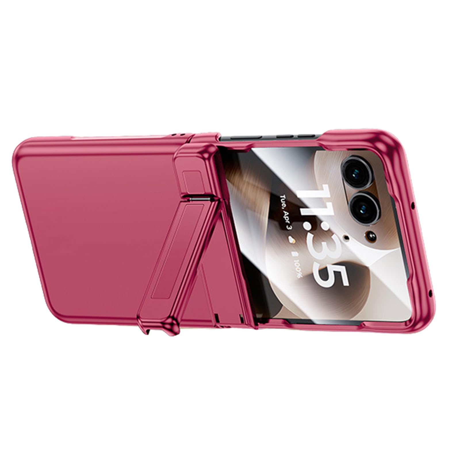 FDUJINH Cover for Motorola Razr 70 Ultra /70 Plus/70, Built-In Screen Protector, Hinge Kickstand Case All -Inclusive Shockproof,Red,70