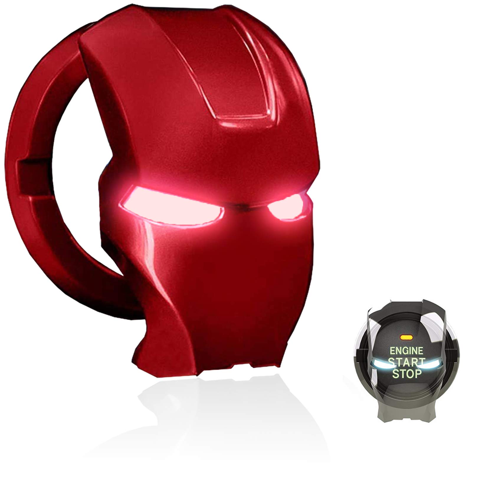 Car Engine Start Stop Button Cover Push to Start Button Ignition Cover Anti-Scratch Universal Aluminum Alloy Button Decoration Stickers for Cars（Red