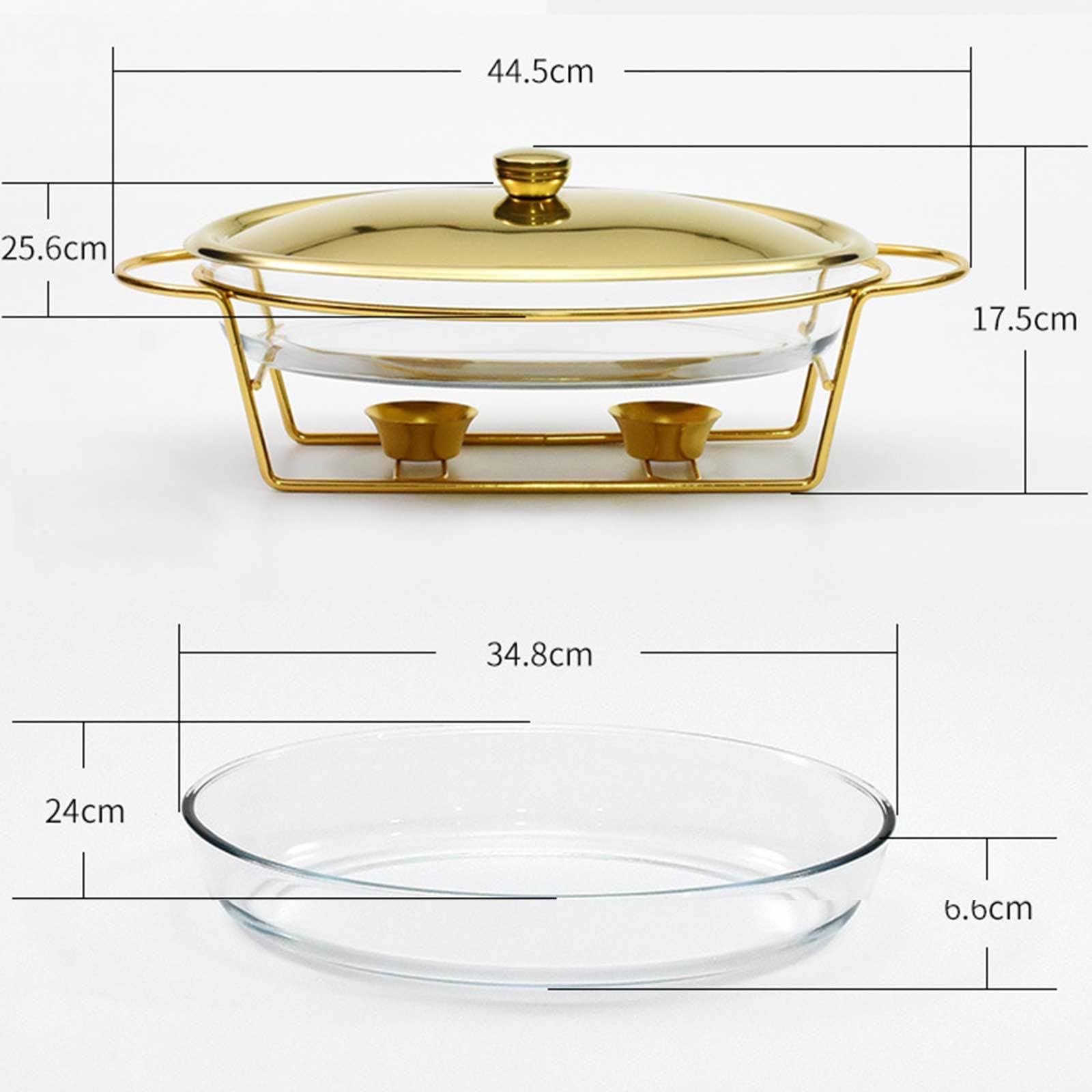Juego de Buffet con Calentadores de Alimentos y Tapas: Soporte de Acero Inoxidable y recipientes de Vidrio para Mantener la Comida Caliente. Ideal para Fiestas, Bodas, Banquetes y Eventos de