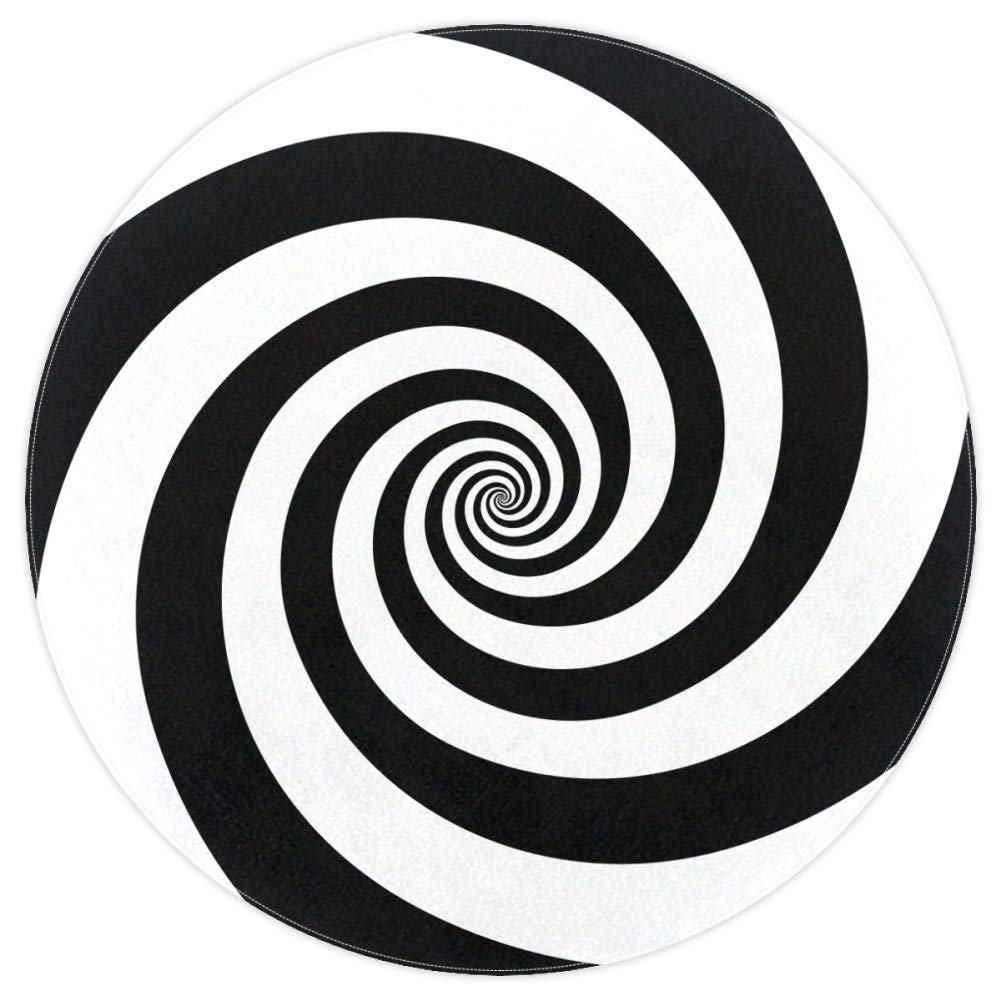 Round Area Rug Hypnotic Psychedelic Spiral Rug Non-Slip Backing for Living Room Bedroom Study Children Playroom Art Home Decor 5.2’